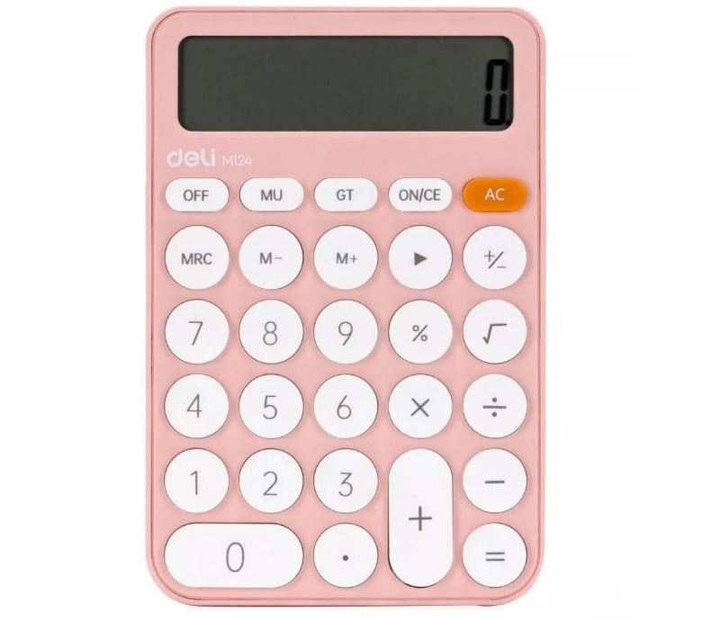 Αριθμομηχανή Deli 12 ψηφιών M124 Pastel Pink