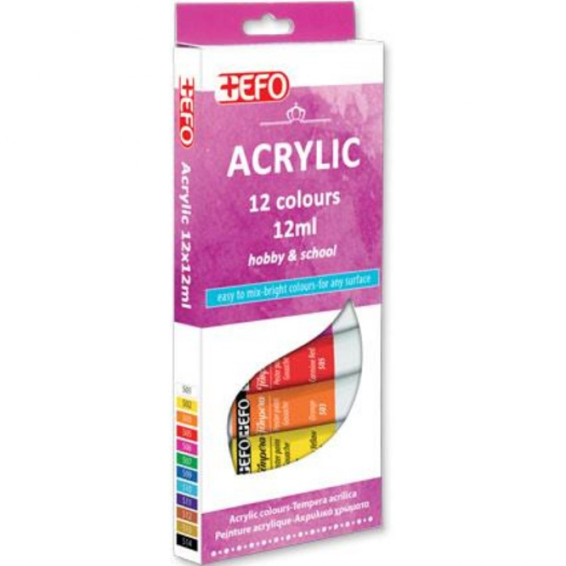 Σετ 12 ακρυλικά χρώματα +EFO 12ml