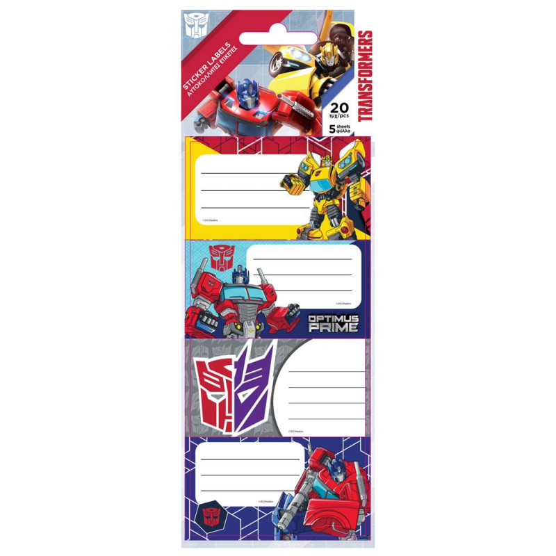 Ετικέτες αυτοκόλλητες Transformers 20τεμ 5 Φύλλα