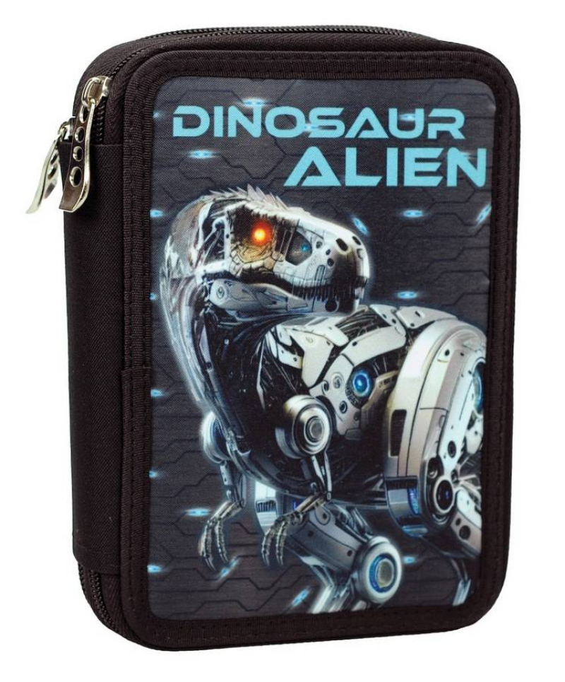 Κασετίνα BMU Διπλή Τετράγωνη Γεμάτη Dinosaur Alien