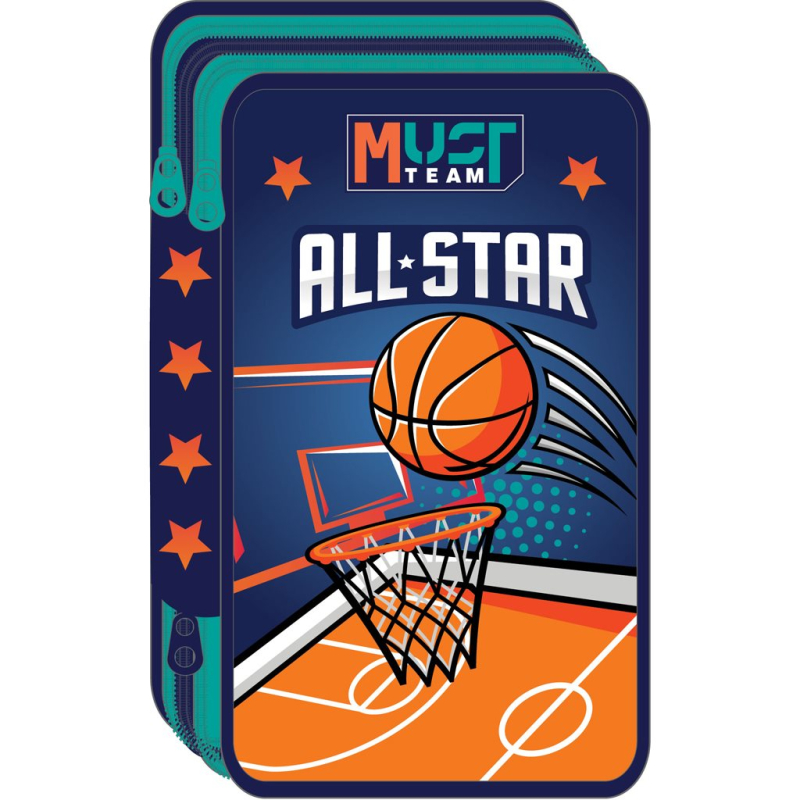 Κασετίνα Must Τριπλή Τετράγωνη Γεμάτη Basketball