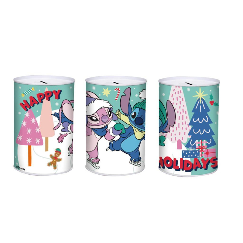 Κουμπαράς μεταλλικός Christmas Lilo & Stitch 12x16cm