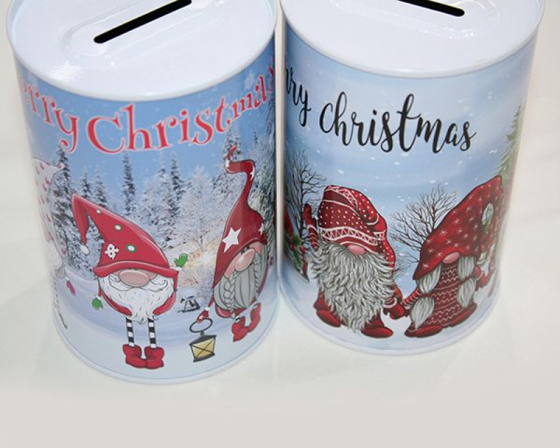 Κουμπαράς μεταλλικός Santa13x8cm