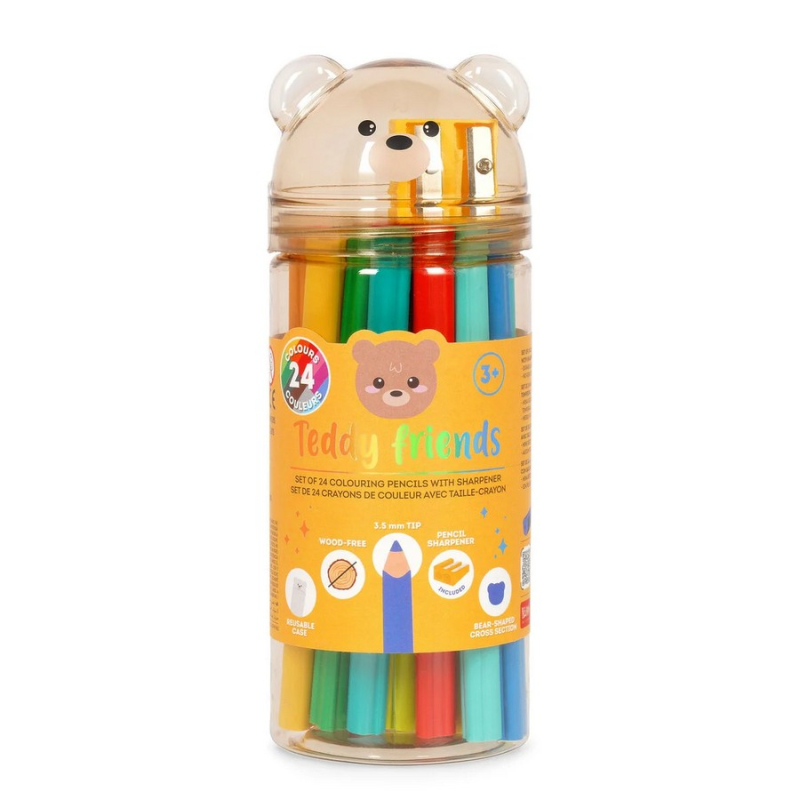 Ξυλομπογιές Legami Teddy Bear 24τεμ και ξύστρα