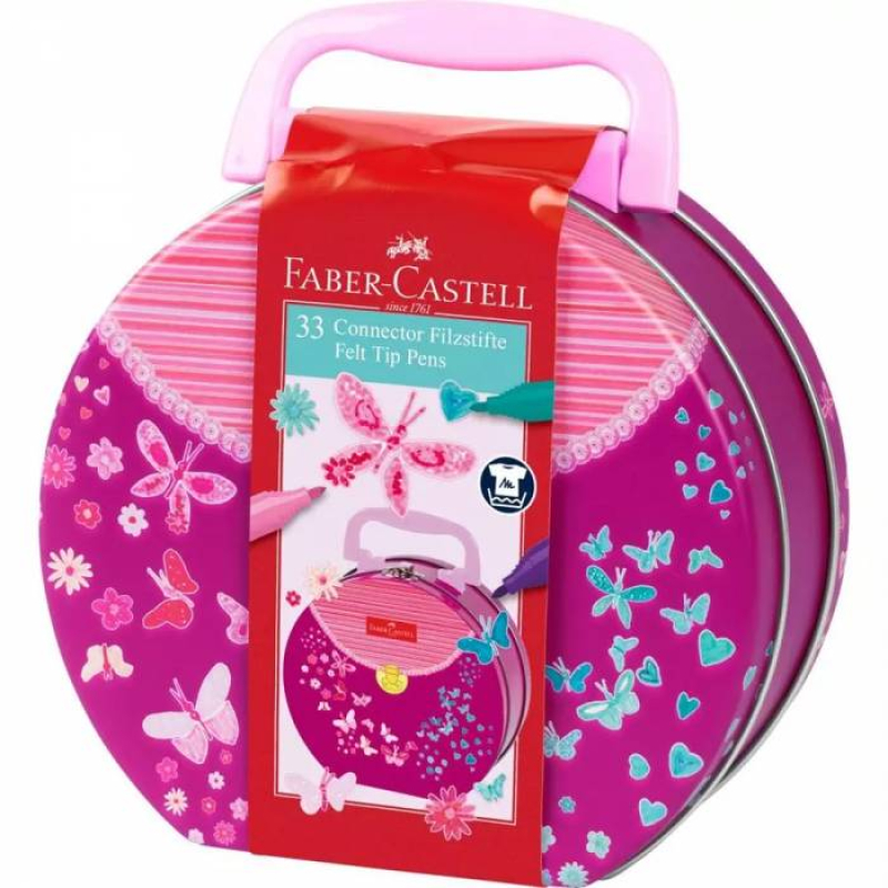 Μαρκαδόροι Faber Castell Connector σε μεταλλική τσάντα 33 τεμ 155537