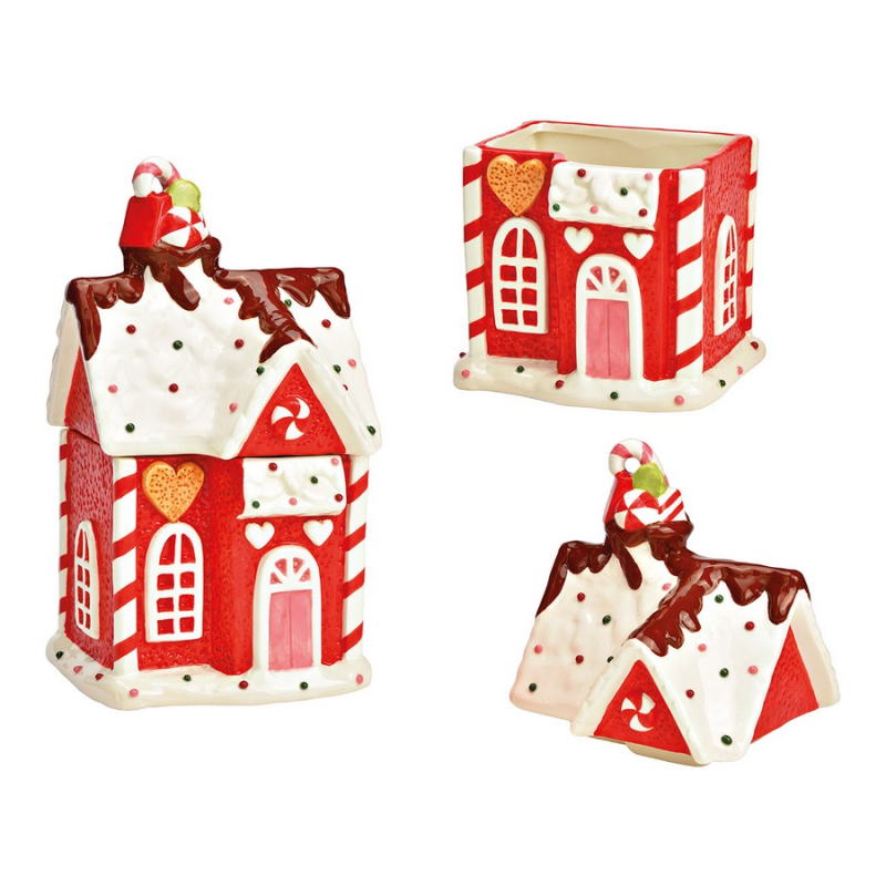 Μπισκοτοθήκη κεραμική Gingerbread house 14x27x13cm