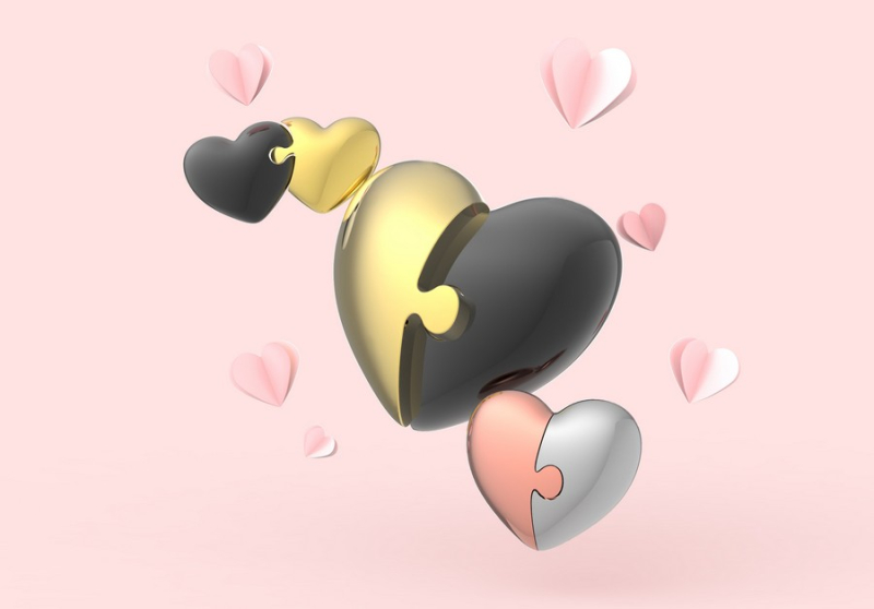 Μπρελόκ Metalmorphose διπλό Puzzle Gold & Bullet Heart