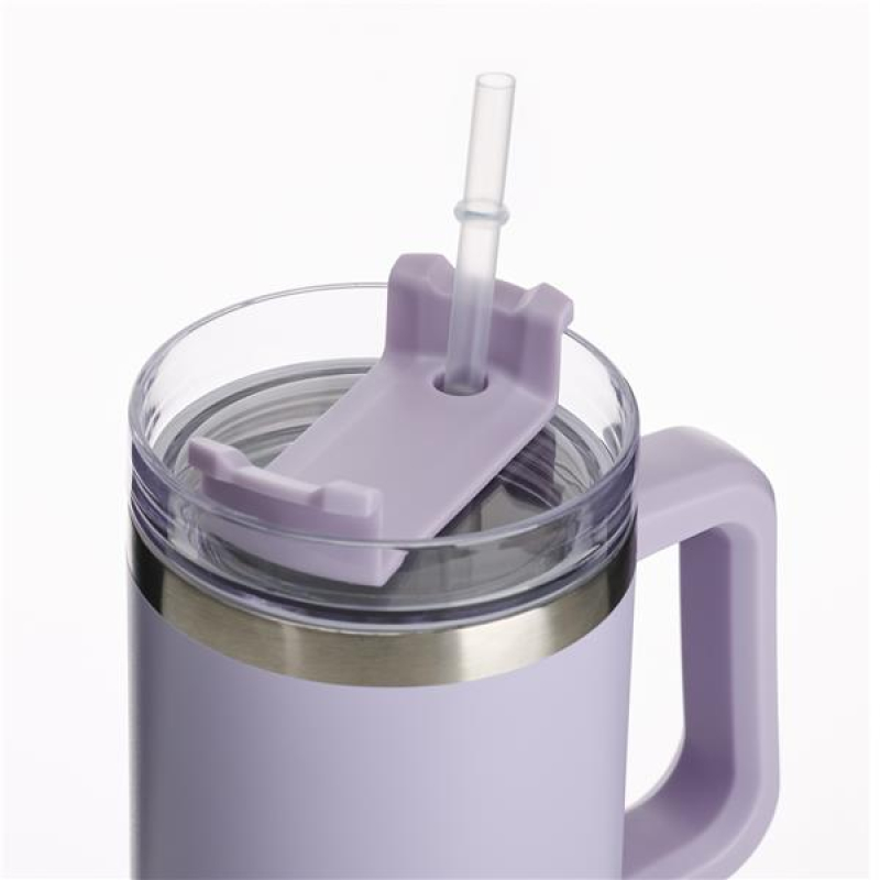 Ποτήρι Θερμός Muitomas με χερούλι και καλαμάκι 900ml βιολετί
