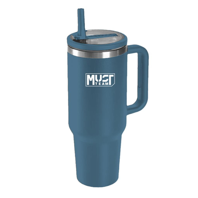 Ποτήρι θερμός Must ανοξείδωτο 900ml με καλαμάκι μπλε