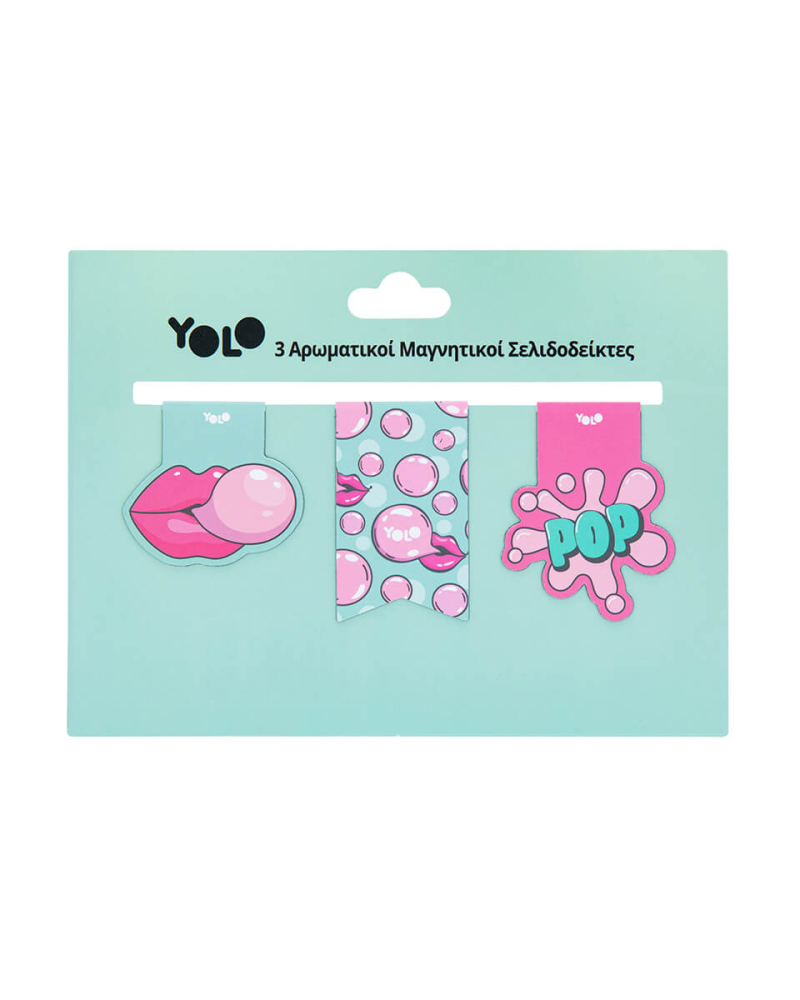 Σετ 3 σελιδοδείκτες Yolo μαγνητικοί Bubble Gum