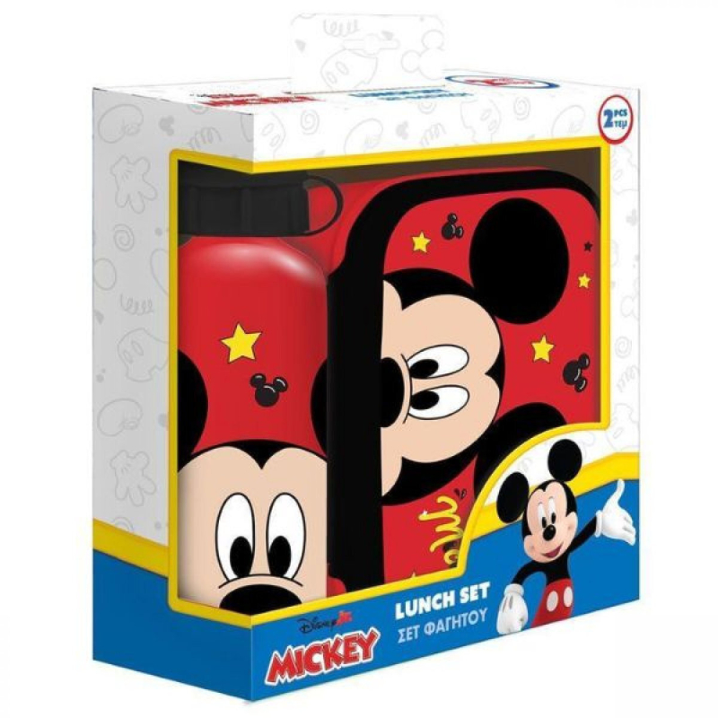 Σετ φαγητοδοχείο PP 800ml - παγούρι αλουμινίου 500ml Mickey Mouse