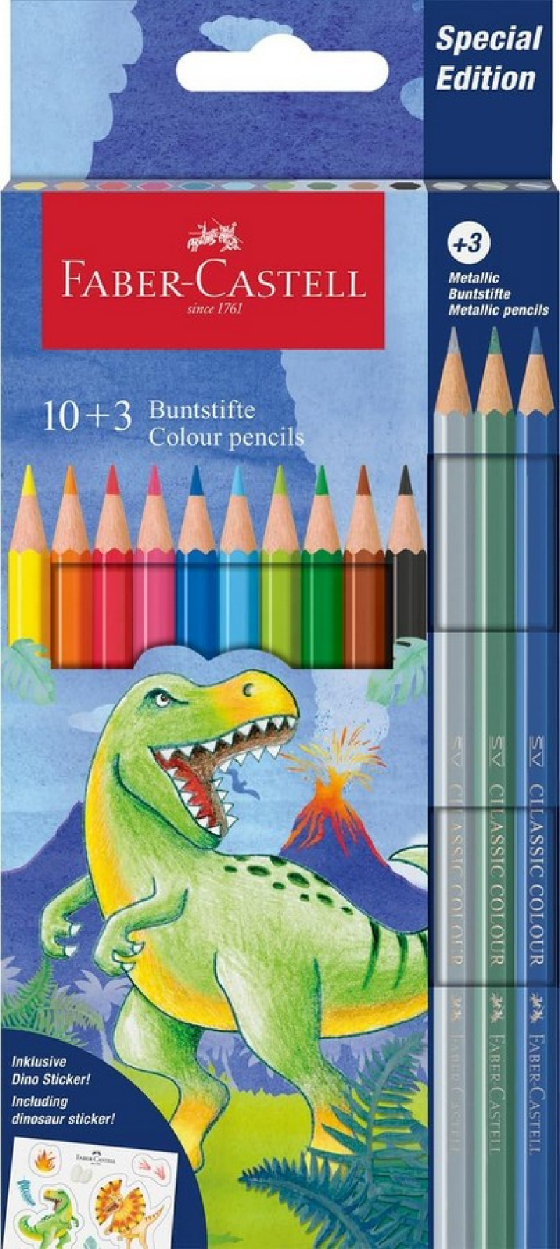 Σετ ξυλομπογιές Faber Castell Dinosaur 10+3 Metallic