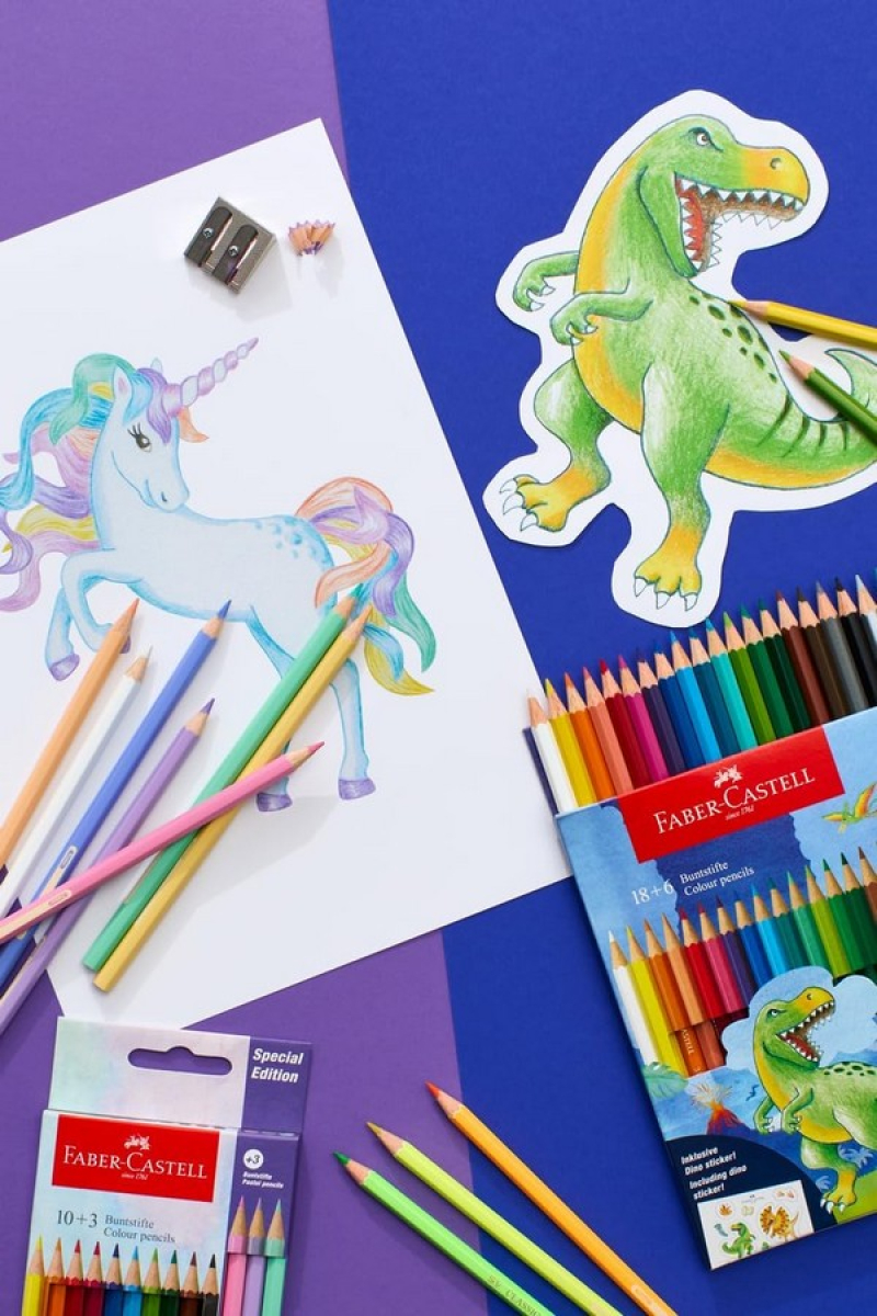 Σετ ξυλομπογιές Faber Castell Dinosaur 18+6 Neon/Metallic