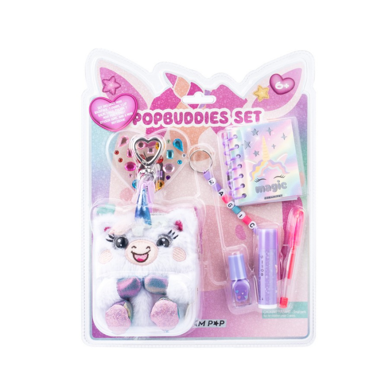 Σετ mini σακίδιο πλάτης μπρελόκ Unicorn με σημειωματάριο, στυλό και καλλυντικά