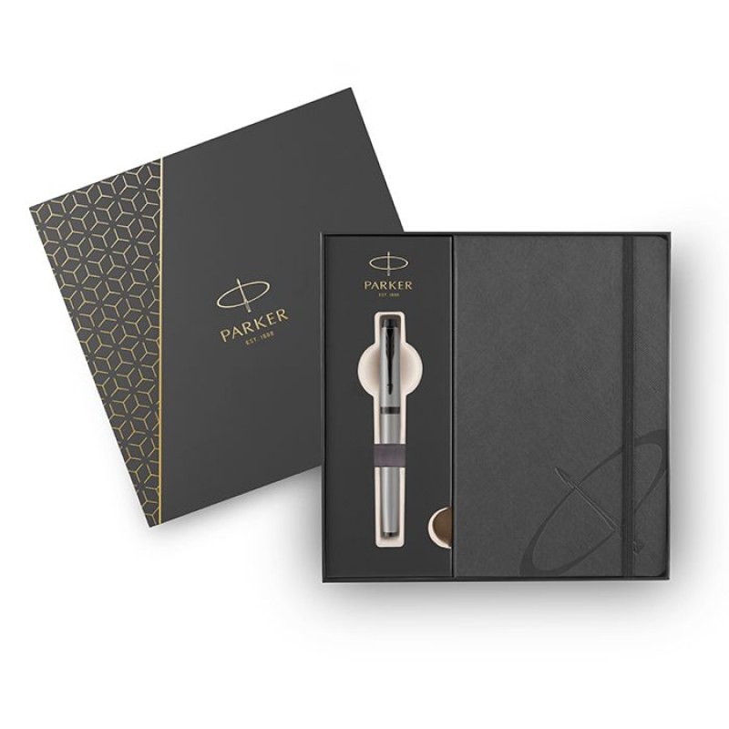 Σετ Parker IM Core Metallic Grey BT Rollerball με σημειωματάριο