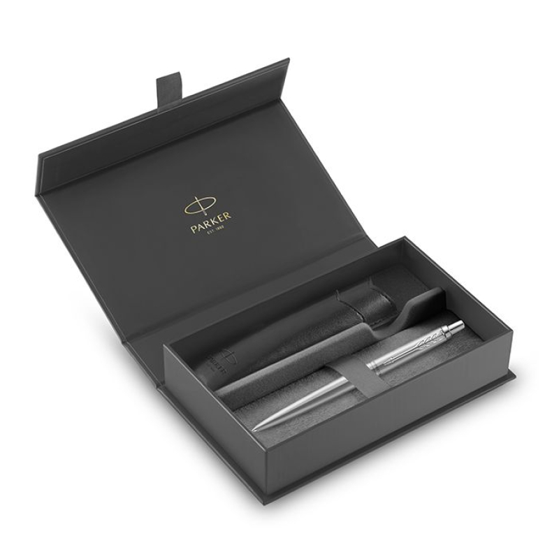 Σετ Parker Jotter XL Monochrome Steel CT Ballpoint με θήκη δώρο
