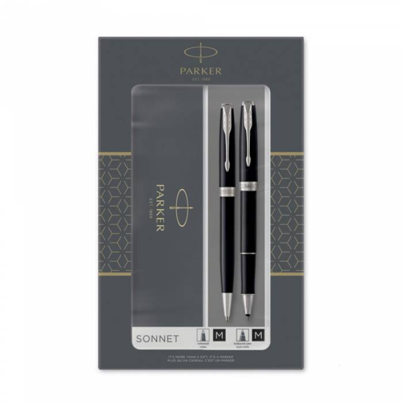 Σετ Parker Sonnet Core Duo Laque Black PT Ballpoint & Rollerball