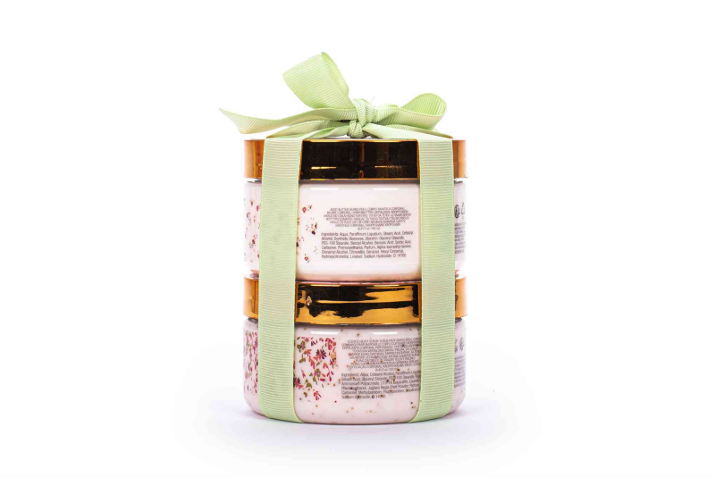 Σετ περιποίησης Tri-Coastal body butter και scrub Rose 2x250ml