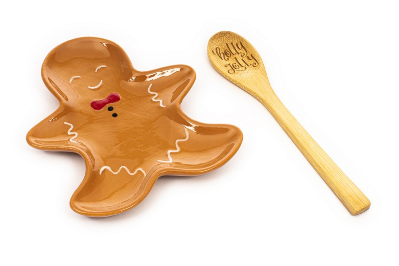 Σετ πιατάκι και ξύλινη κουτάλα Tri-Coastal Gingerbread