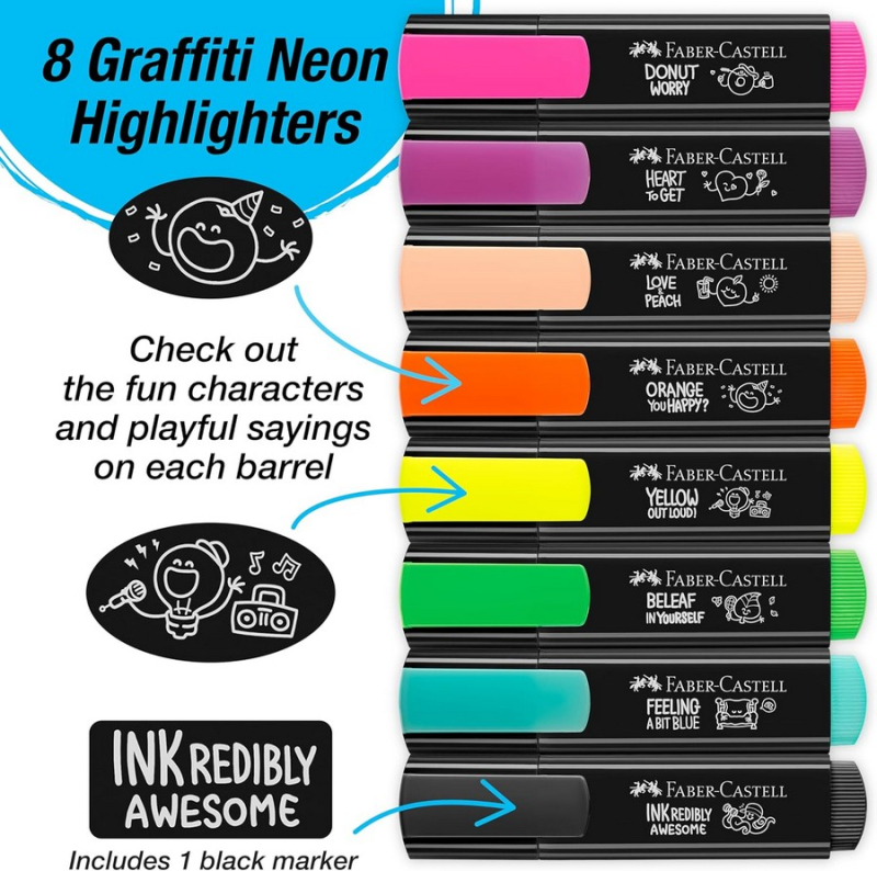 Σετ Υπογραμμιστές Faber Castell Fluo/Pastel Black 8 τεμ