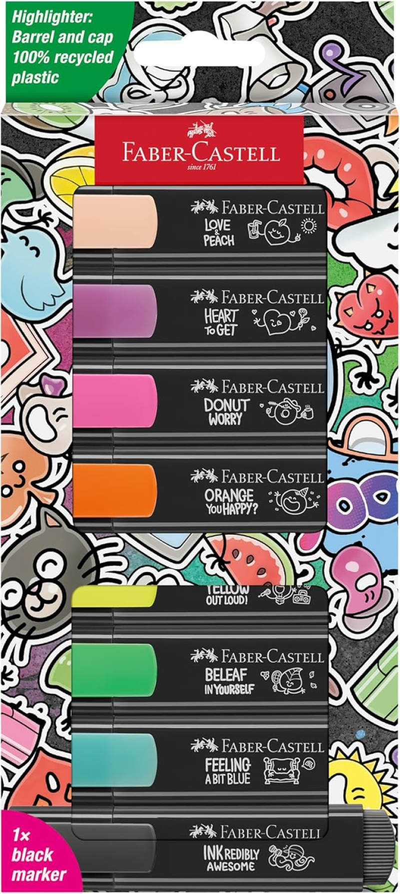 Σετ Υπογραμμιστές Faber Castell Fluo/Pastel Black 8 τεμ