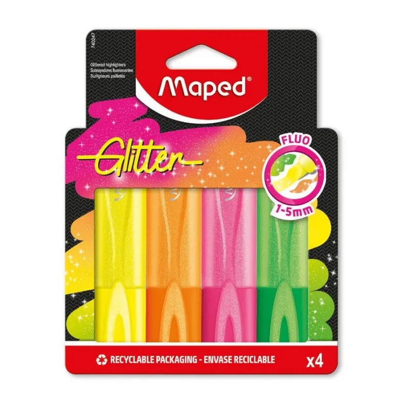 Σετ Υπογραμμιστές Maped fluo peps glitter 4 τεμ