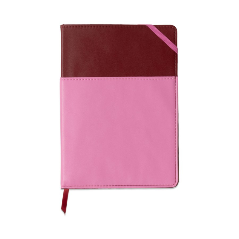Σημειωματάριο Designworks Vegan Leather Pocket Burgundy & Pink