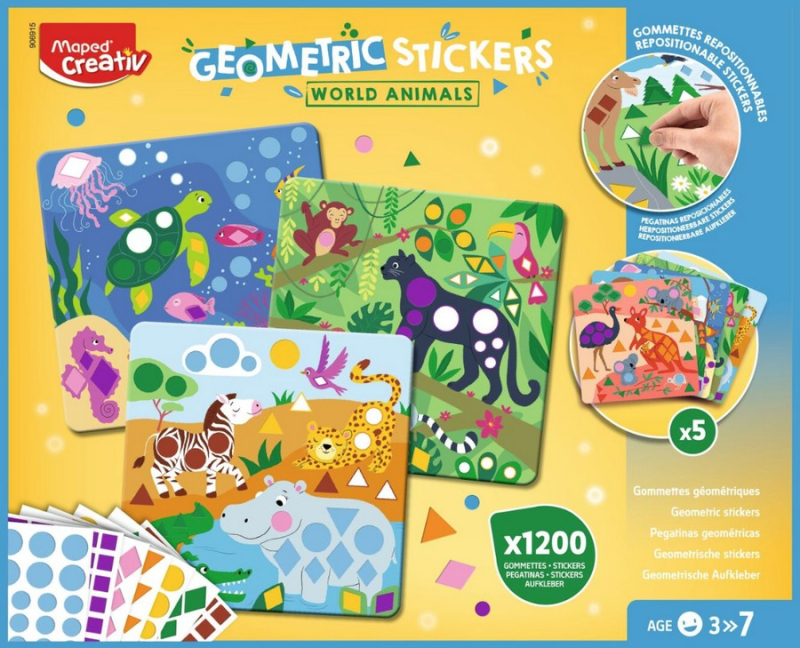 Stickers geometric Maped World animals