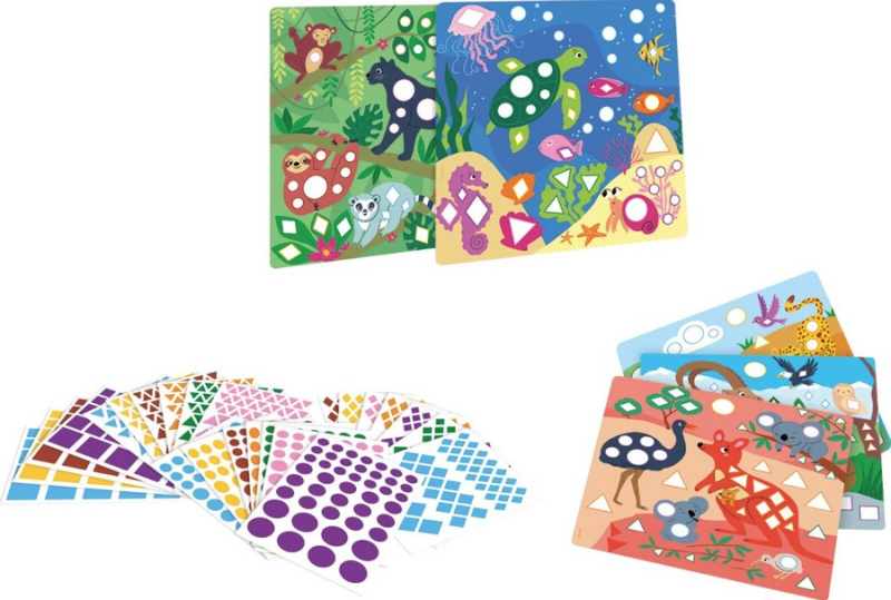 Stickers geometric Maped World animals