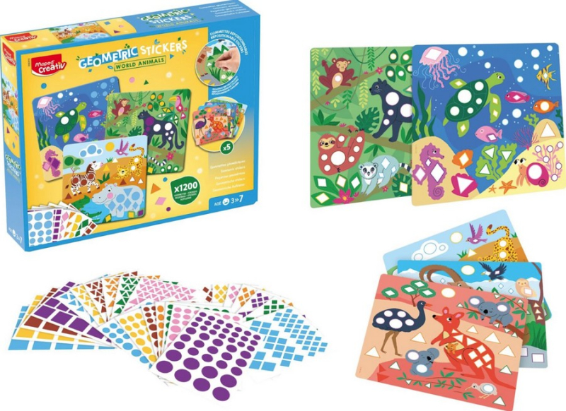 Stickers geometric Maped World animals
