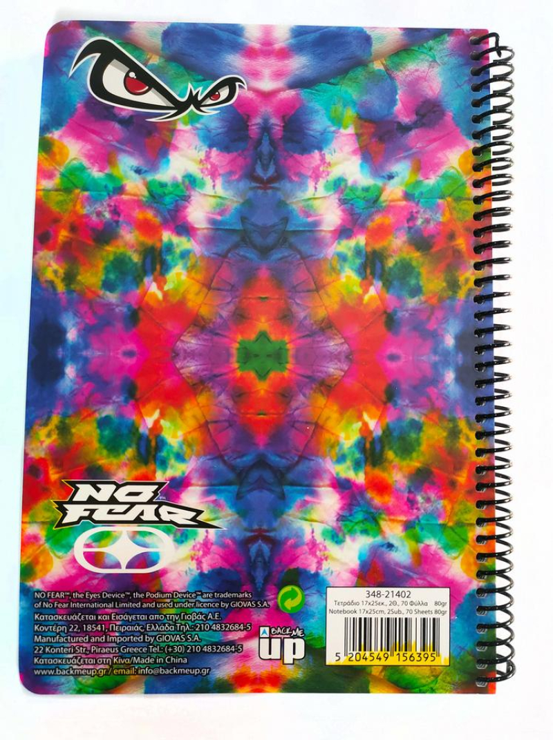 Τετράδιο σπιράλ No Fear Tie Dye - Queen 2 θεμάτων 17x25 70φ.