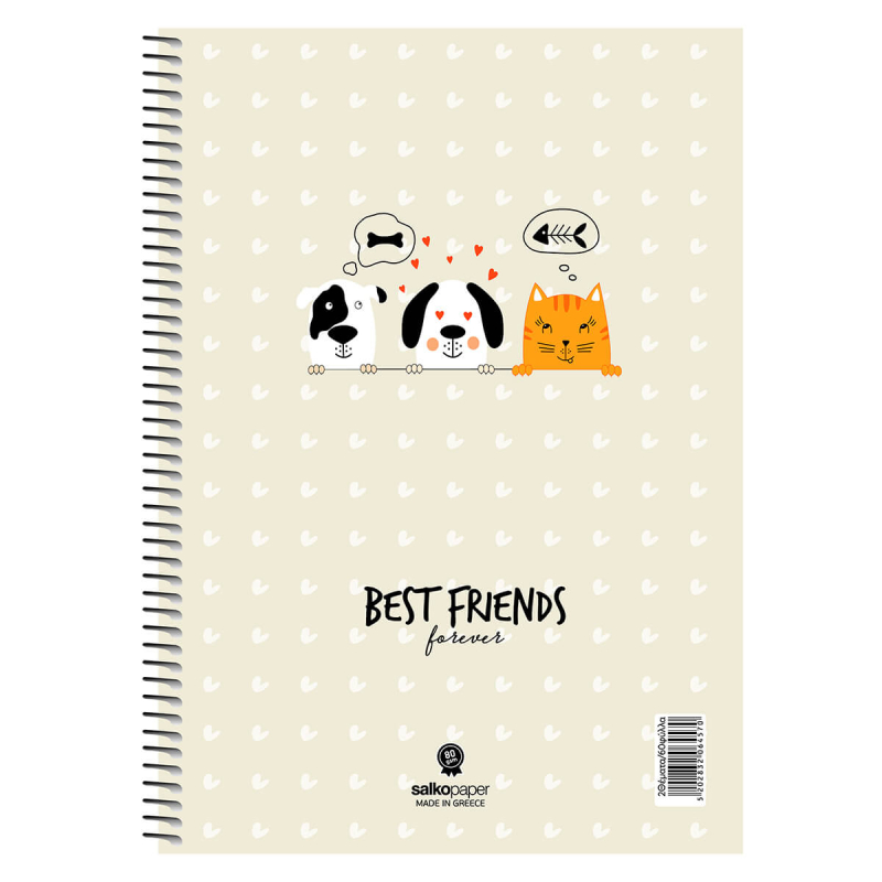 Τετράδιο σπιράλ Salko Best Friends 1 θέματος 17x25