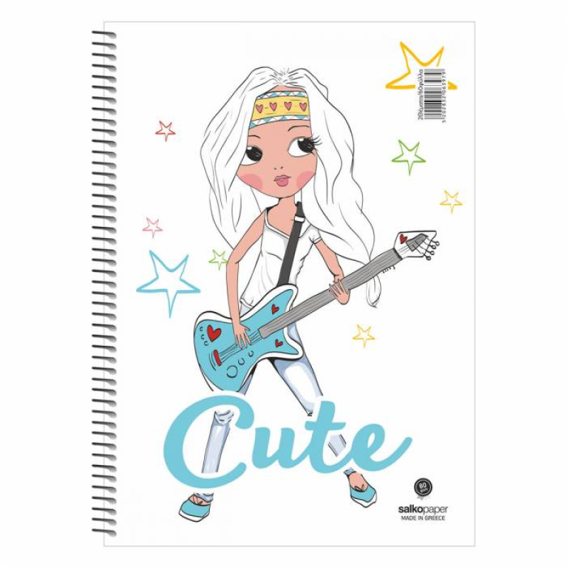 Τετράδιο σπιράλ Salko Cute 1 θέματος 17x25