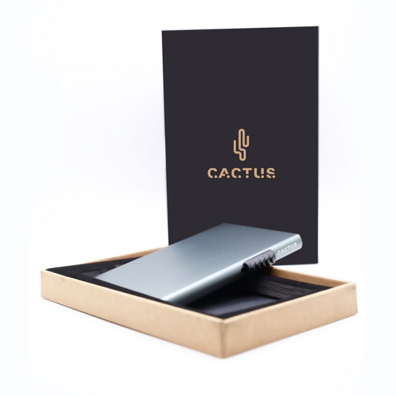 Θήκη καρτών Cactus μεταλλική RFID γκρι