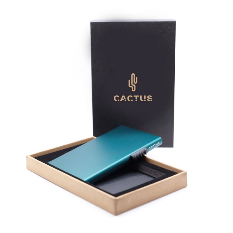 Θήκη καρτών Cactus μεταλλική RFID πράσινη