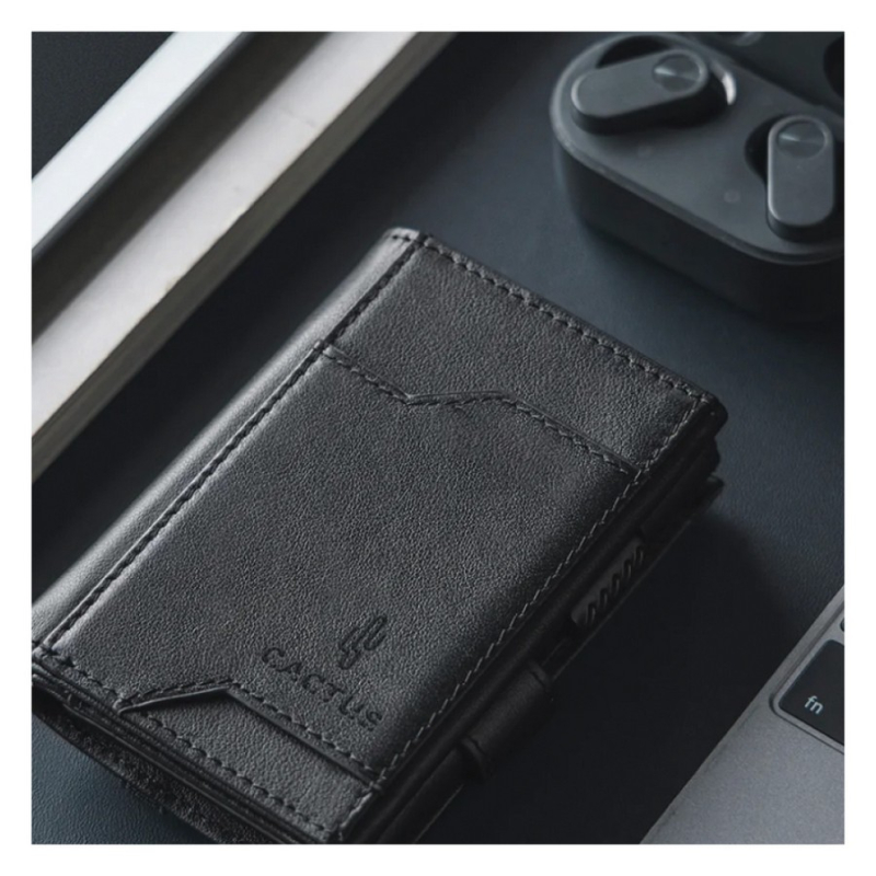 Θήκη καρτών πορτοφόλι Cactus RFID Leather Black