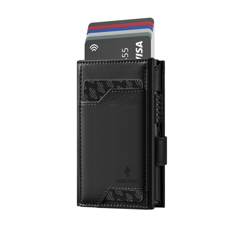 Θήκη καρτών πορτοφόλι Cactus RFID Leather Black