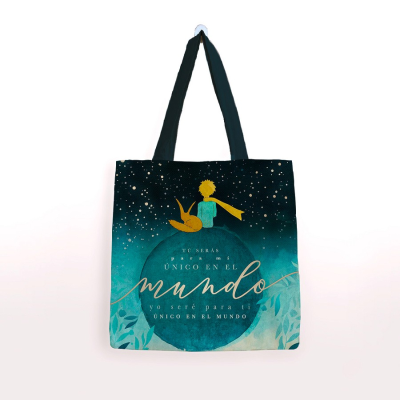 Τσάντα shopper The Little Prince Mundo υφασμάτινη τυρκουάζ