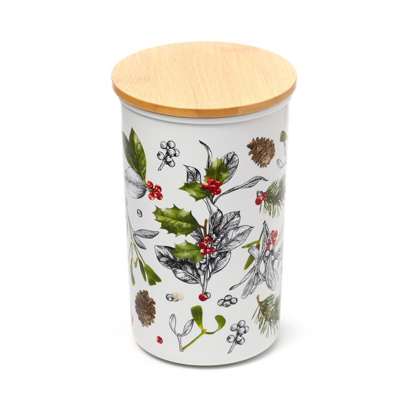 Βάζο αποθήκευσης με bamboo καπάκι Christmas Winter Botanical