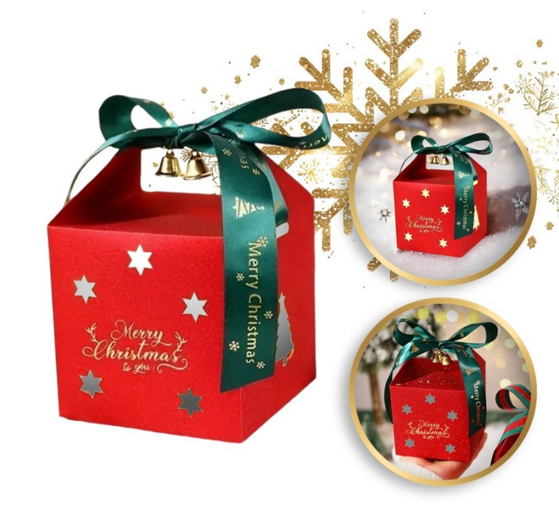 Χριστουγεννιάτικο κουτί δώρου Merry Christmas με κουδουνάκια