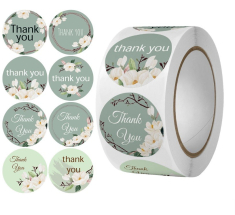 Αυτοκόλλητα Thank you pastel green ρολό 500 τεμ