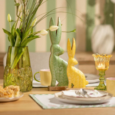 Κουνελάκι ξύλινο σε βάση διάφορα χρώματα 11x26x5cm