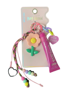 Lip Gloss Tri-Coastal με charm μπρελόκ Strawberry