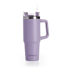 Ποτήρι Θερμός Muitomas με χερούλι και καλαμάκι 900ml βιολετί