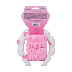 Σετ στέκα μαλλιών Tri-Coastal με μανσέτες White pink hearts