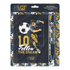 Σημειωματάριο Must Football με κλειδαριά και στυλό 12x18cm 60φ