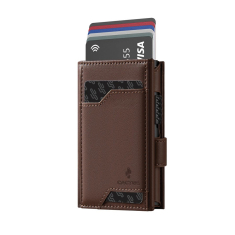 Θήκη καρτών πορτοφόλι Cactus RFID Leather Dark Brown