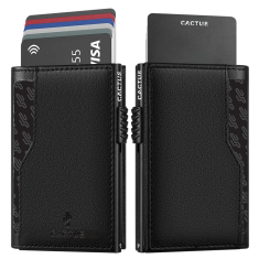 Θήκη καρτών πορτοφόλι Premium Cactus RFID μαύρο