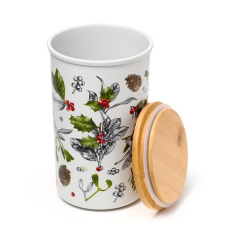 Βάζο αποθήκευσης με bamboo καπάκι Christmas Winter Botanical