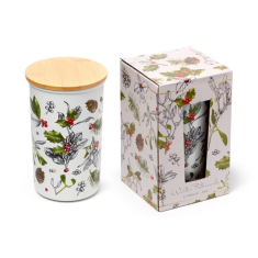 Βάζο αποθήκευσης με bamboo καπάκι Christmas Winter Botanical